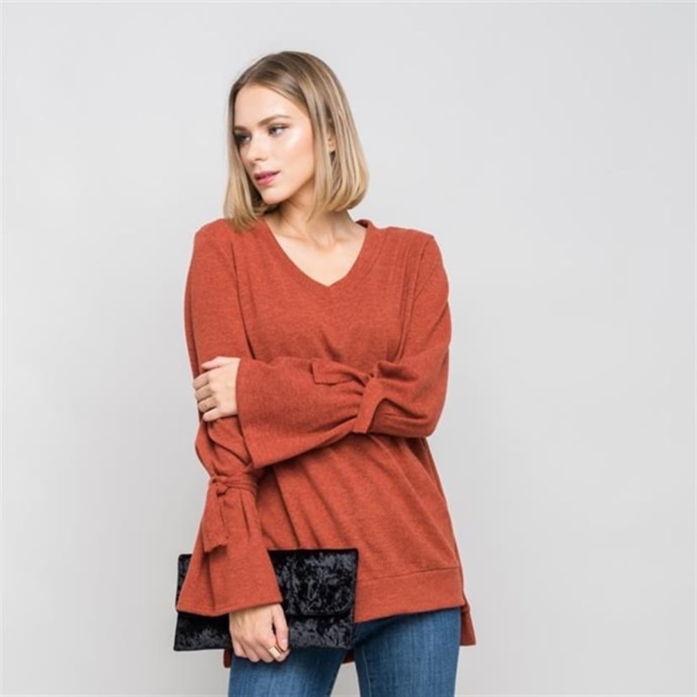 JARDIN BY MACRIS Rust Bell Sleeve Top Women’s XL